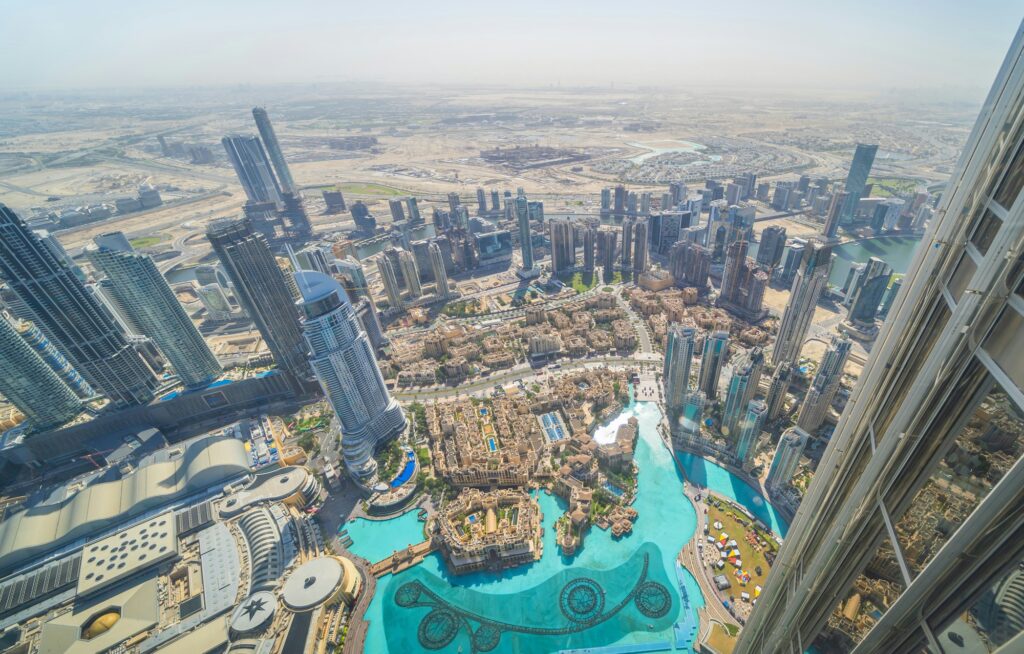 Dubai Downtown skyline, United Arab Emirates or UAE. Urban city.