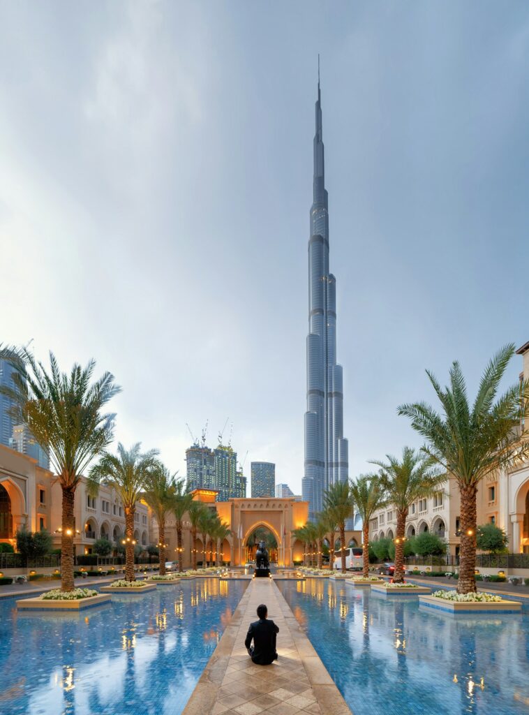 Dubai Downtown skyline, United Arab Emirates or UAE. Urban city.